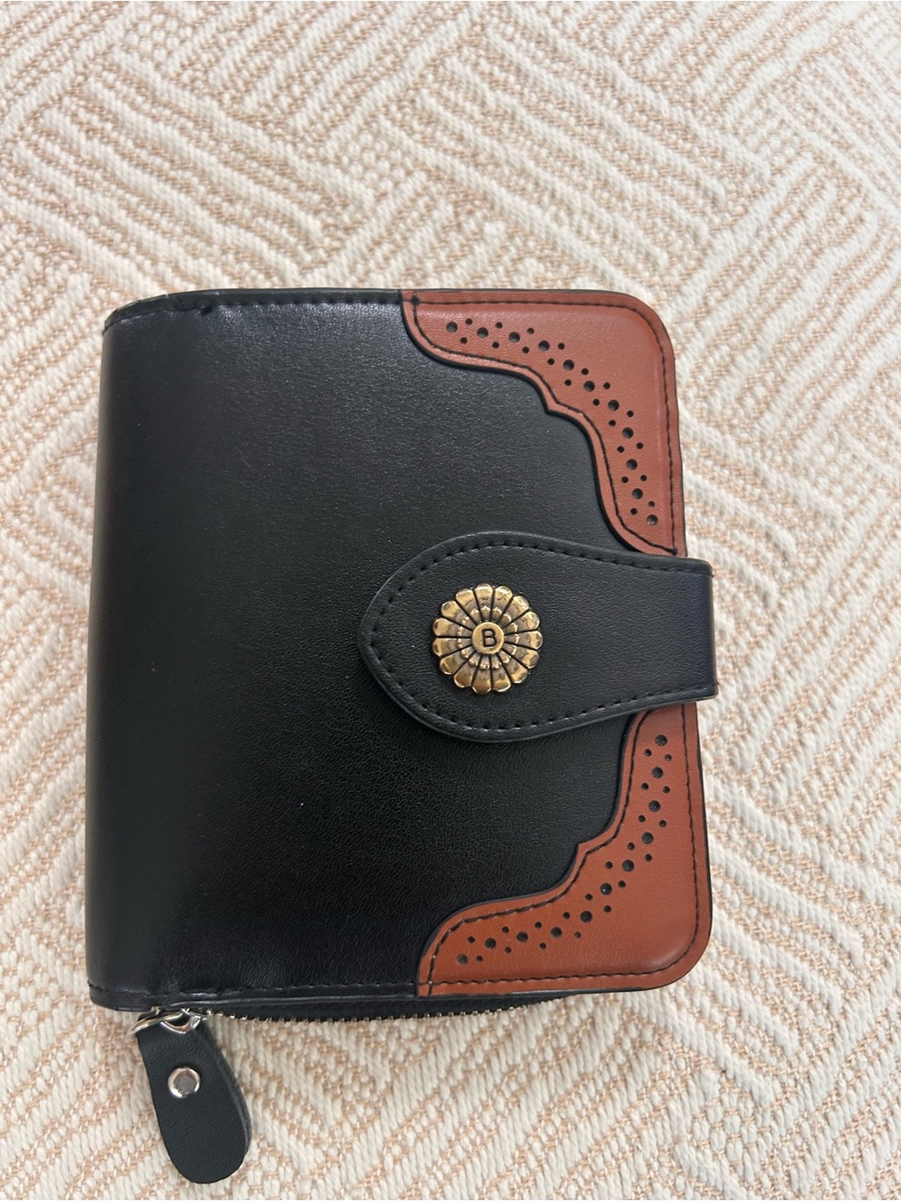 Bostanten Brown and Black Leather Small Wallet. Embossed details. EUC. Western. - Picture 2 of 10